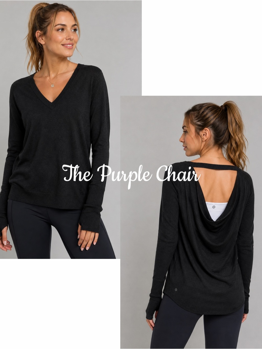 LULULEMON Long Sleeve Draped Back Unity Pullover *Heathered Black/Black